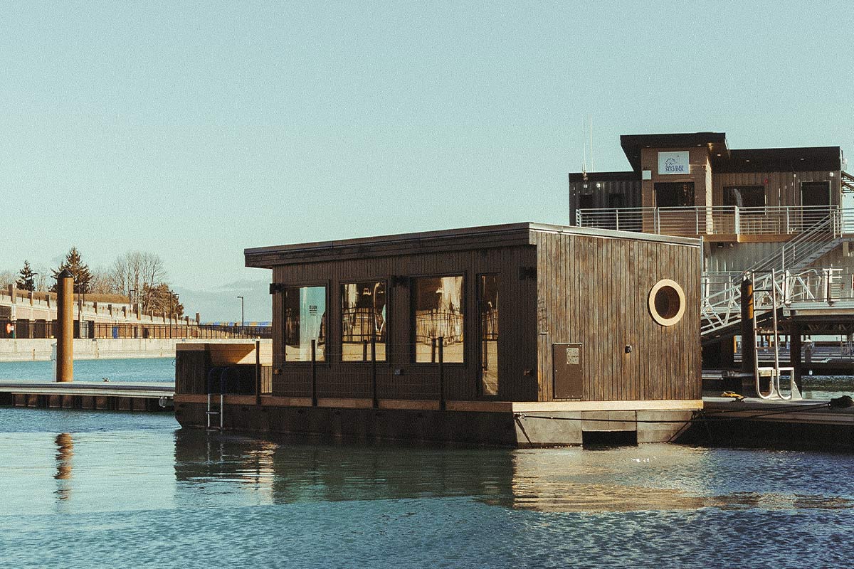 Kiln Floating Sauna Opens at Navy Pier Marina, Bringing Chicago Its First Floating Sauna Experience Kiln Floating Sauna Opens at Navy Pier Marina, Bringing Chicago Its First Floating Sauna Experience